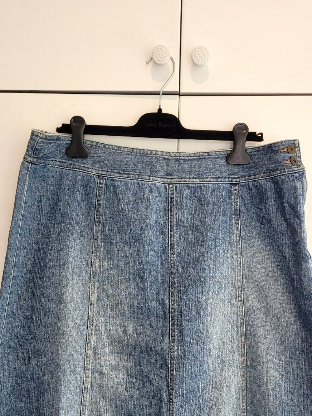 Vintage Liz Claiborne Y2K A-Line Cotton Denim Midi/Maxi Skirt Size 16 - Picture 7 of 8